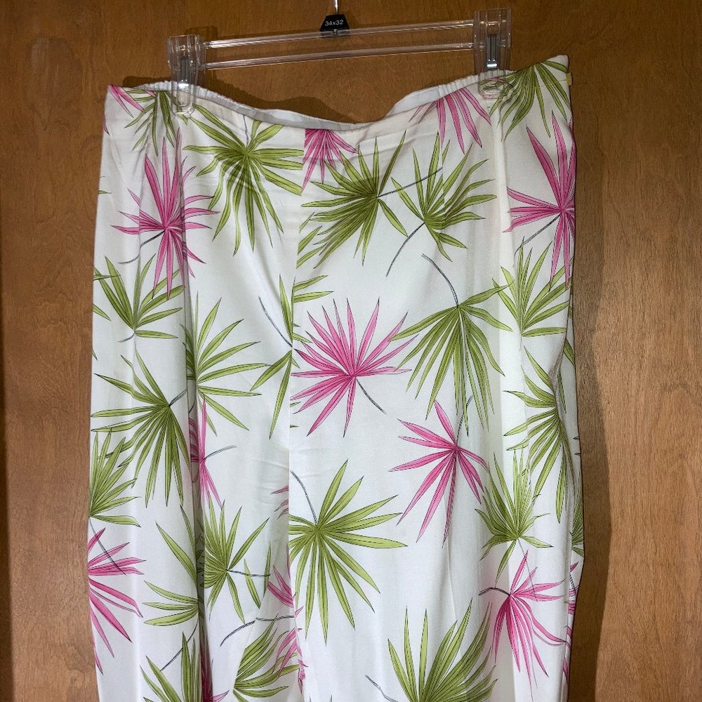 Talbots Stretch Tropical Palm Leaf Print Pants Size 18W